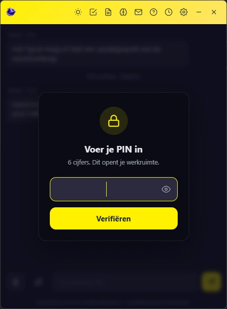 PIN-invoerscherm in de CallMerlin desktop-app