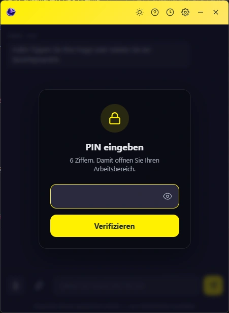 PIN-Eingabe in der CallMerlin Desktop-App