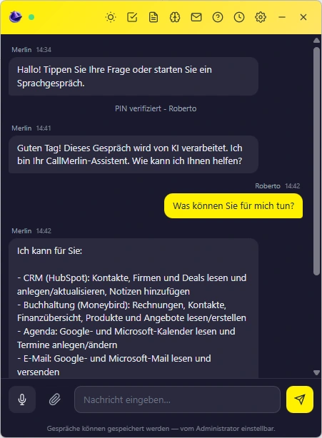 CallMerlin Desktop-App mit Chat